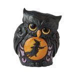 Jim Shore 6010675 Miniature Black Owl with Witch Scene Mini Halloween Figurine 3.75"