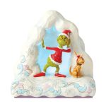 Jim Shore 6010780 Dr. Seuss The Grinch and Max on Snow Mound Lit Figurine 6"