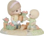 Precious Moments 223011 "A Mother’s Love Makes A Garden Grow" Porcelain Mother & Boy Figurine 4.5"