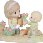 Precious Moments 223011 "A Mother’s Love Makes A Garden Grow" Porcelain Mother & Boy Figurine 4.5"