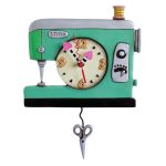 Allen Designs P1312 Stitch Green Sewing Machine Pendulum Wall Clock 8.5"