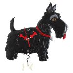 Allen Designs "Scottie P1762 " Black Scottish Terrier Pendulum Wall Clock 12"