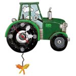 Allen Designs P1864 Green Tractor Time Pendulum Wall Clock 11"