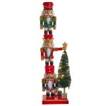 Kurt Adler C5961 Stacked Nutcracker with Light Up Tree 18"