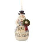 Jim Shore 6009498 Victorian Snowman with Wreath Ornament 4.72"