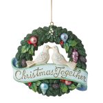 Jim Shore Heartwood Creek 6011676 Christmas Together Turtle Doves Wreath Ornament 3.35"