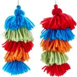 Kurt Adler D3588 Set of 2  Wool Red, Blue, Green and Orange Tassel Ornaments 9"