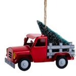 Kurt Adler F2264 Metal Truck with Sisal Tree Ornament 5"