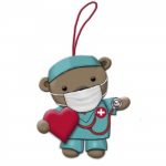 Kurt Adler J8628 Personalizable Nurse Christmas  Bear with Scrubs Ornament 3"