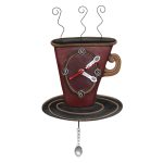Allen Designs P1758 "Cozy Cafe" Whimsical Coffee Cup Pendulum Wall Clock 12.25"