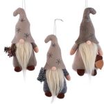 Kurt Adler T3374  3 Assorted Felt Gnome Ornaments, 6.75"