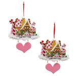 Kurt Adler A2274  Set of 2 Gingerbread First House & Home Sweet Home Ornaments For Personalization 4.5"