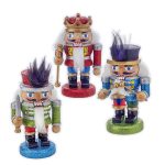 Kurt Adler C5870 Set Of 3 Wooden Red, Green and Blue Chubby Nutcrackers 5"
