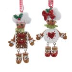 Kurt Adler H5653 Set of 2 Gingerbread Cookie Boy and Girl Ornaments