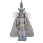 Kurt Adler HA0600 Wooden Hollywood Nutcracker™ White and Silver King with Swarovski® Elements Ornament 6"