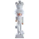 Kurt Adler HA0687 Hollywood White King Nutcracker with Gifts 18"