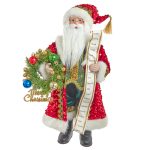 Kurt Adler J8838 Fabric Santa with Wreath and List 18"
