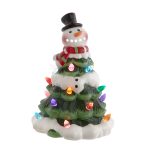 Kurt Adler JEL0813 Ceramic Light Up Snowman Tree Table Piece 9"