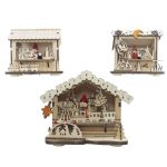 Kurt Adler JEL0946 LED Light-Up Small Wooden House Table Pieces, 3 Assorted