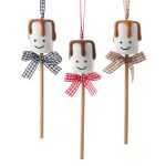 Kurt Adler T3452 3 Assorted Marshmallow Pops with Plaid Bow Ornaments 3.61"
