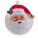 Kurt Adler TD1757 120 MM Glass Ball with Santa Head Ornament