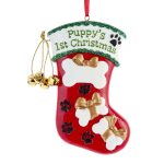 Kurt Adler W8469 "Puppy's 1st Christmas" Stocking Ornament For Personalization 4.375"