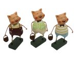 Lori Mitchell 11066 Three Little Pigs Set Of Three Figurines 6"