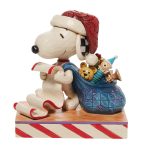 Jim Shore Peanuts 6010323 Santa Snoopy with Christmas List and Toy Bag Figurine 3.97 "