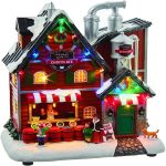 Kurt Adler JEL1312 Battery-Operated Light Up Musical Chocolate Factory Table Piece 10.63"