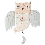 Allen Designs 6015361 Sweet Dreams White Owl Pendulum Wall Clock 11"