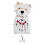 Allen Designs P1328 Westin The White Westie Dog Pendulum Wall Clock 15"