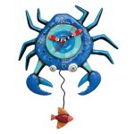 Allen Designs P1654 Blue Crab Pendulum Wall Clock 14.25"