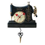 Allen Designs P1752 Vintage Stitch Sewing Machine Pendulum Wall Clock 13"