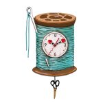 Allen Designs P1810Needle & Thread" Whimsical Sewing Pendulum Wall Clock 17.5"