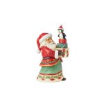 Jim Shore 6015470 Pint Size Santa Holding Presents w/ Penguin On Top Figurine 6.06"