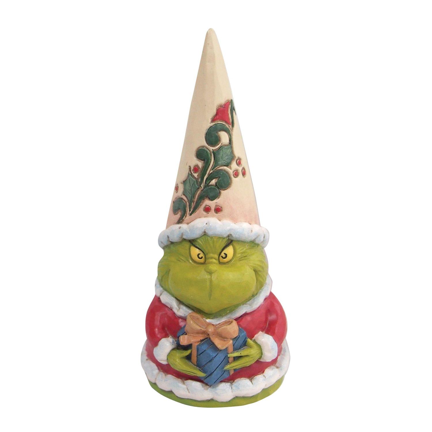 6009201 Jim Shore 6009201 Grinch Gnome Holding Present Figurine 5.5" - Image 1