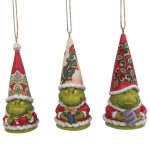 Jim Shore Dr. Seuss The Grinch Gnomes Hanging Ornament Set of 3, 3.375"