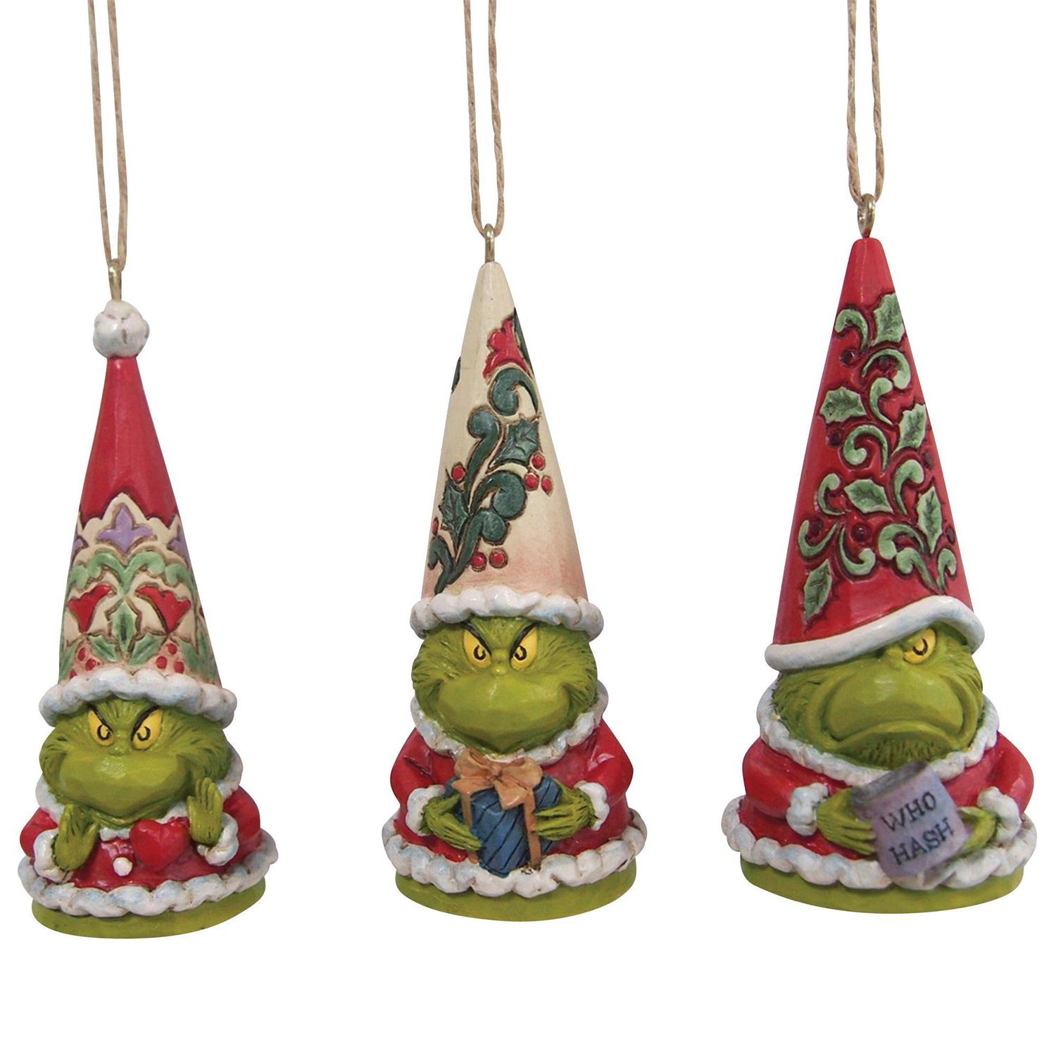 6009537 Jim Shore Dr. Seuss The Grinch Gnomes Hanging Ornament Set of 3, 3.375" - Image 1