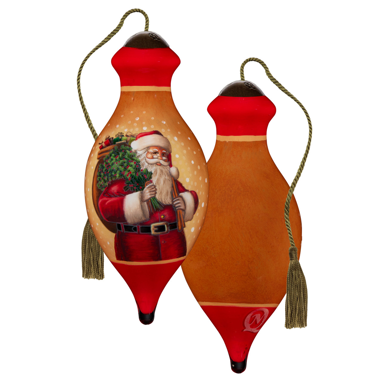 7241101 Ne'Qwa 7241101 Santa Holding Holly & Gifts Ornament 4" - Image 1