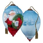 Ne'Qwa 7241106 Santa Waving W/ Wreath Ornament 5.5"