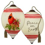 Ne'Qwa 7241128 Cardinal On Branch Peace On Earth Ornament 3"
