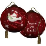 Ne'Qwa 7241129 White Dove W/ Ribbon Peace On Earth Ornament 2.5"