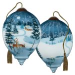 Ne'Qwa 7241136 Deer W/ Cabin In Forest Ornament 3"