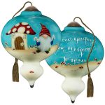 Ne'Qwa 7241139 Gnome W/ Mushroom House Ornament 5.5"
