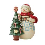 Jim Shore 6009590 Snowman with Candy Cane Tree Hall Mark Exclusive Sweet Christmas Traditions 7.87"