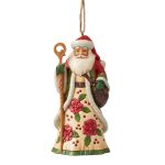 Jim Shore 6009855 Santa with Poinsettias Hanging Ornament 4.5"