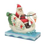 Jim Shore 6010824 Santa Riding Swan Figurine 6.89"