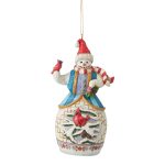 Jim Shore Heartwood Creek 6011673 Snowman with Cardinal Hanging Ornament 4.53"