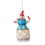 Jim Shore Heartwood Creek 6011673 Snowman with Cardinal Hanging Ornament 4.53" - Image 2
