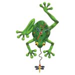 Allen Designs ADC106 Frog Catching a Dragonfly Pendulum Wall Clock 14"